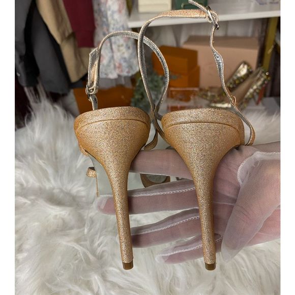 NWOT Adrianna Papell Dalton Pink Glitter Cage Strappy Open Toe Stiletto Heel Siz - Picture 6 of 9